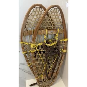 Vintage Aigle Noir Snow Shoes Wood Rawhide Leather harness 27”X12” Display Rare